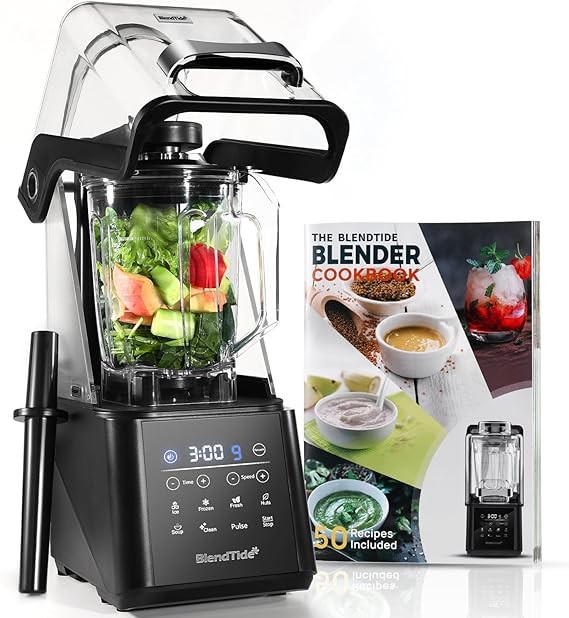 BlendTide Commercial Blenders 64oz for Kitchen Quiet: Professional Vacuum Blender for Smoothies & Shakes - 1500W High Power Blender with Sound Shield - Countertop Blenders Heavy-Duty, BL108 (Black)