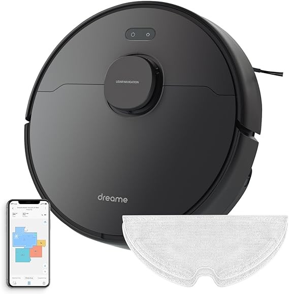 Dreametech D9 Max Robot Vacuum and Mop Combo, LiDAR Navigation, 4000Pa Strong Suction Power, 180mins Runtime, 2-in-1 Sweep and Mop, Compatible with Alexa